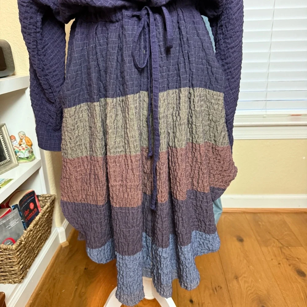 Free People Ray of Light Colorblock Shirtdress w/ Pockets Plum Sz M - Picture 6 of 11